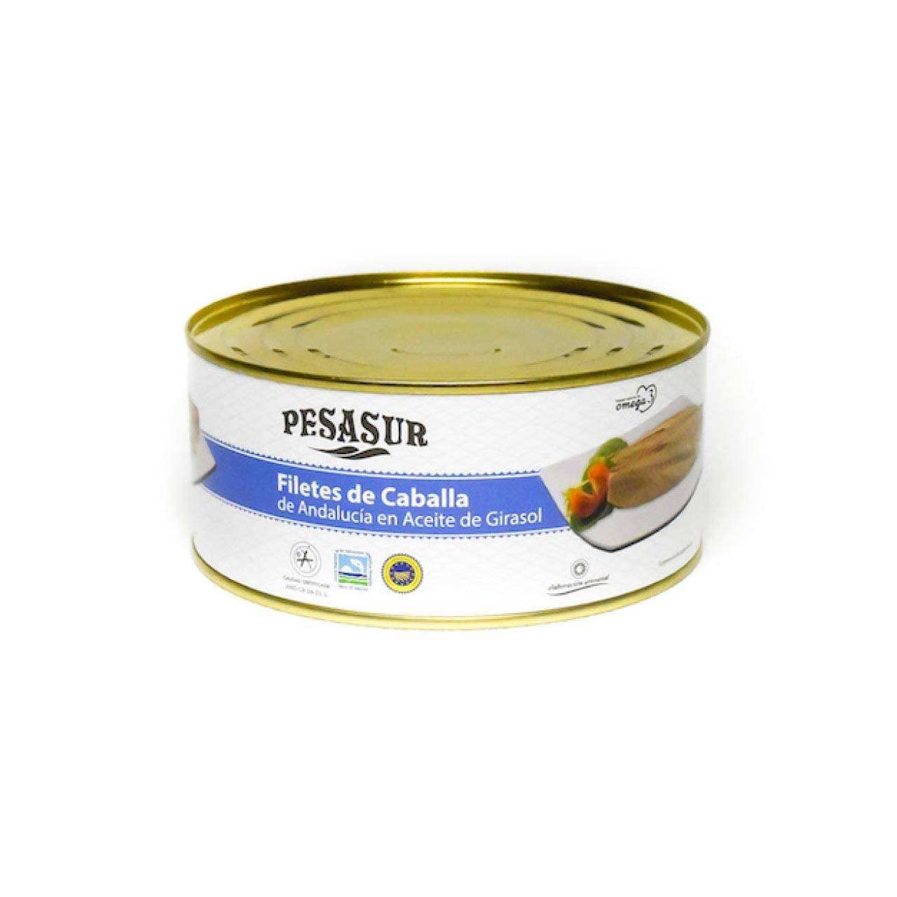 Filetes de caballa IGP de Andalucía en aceite de girasol lata 650 g neto escurrido