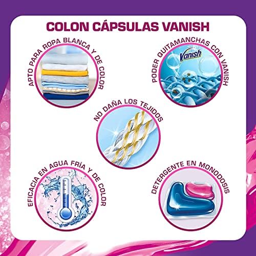 Colon Vanish Advanced Detergente para lavadora con quitamanchas, adecuado para ropa blanca y de color, Formato cápsulas - 32 Unidad (Paquete de 2)