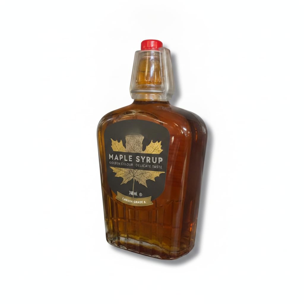 Jarabe de Arce 100% Puro de Canadá Grado A - Sirope de Arce Natural 740 ml en Botella de Vidrio Reutilizable - Endulzante para Tortitas, Gofres y Repostería - Color Dorado - NEXU