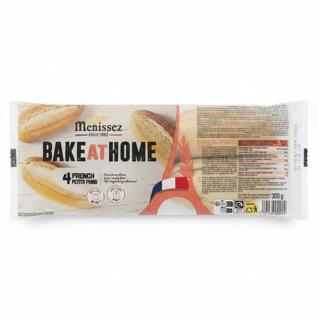 Pack de 4 Envases de 4 Panecillos Franceses Petits Pains (1.2kg Total) - Pan Precocido para Horno y Air Fryer -Menissez Bake at Home - Receta Tradicional Francesa - 16 Unidades - NEXU