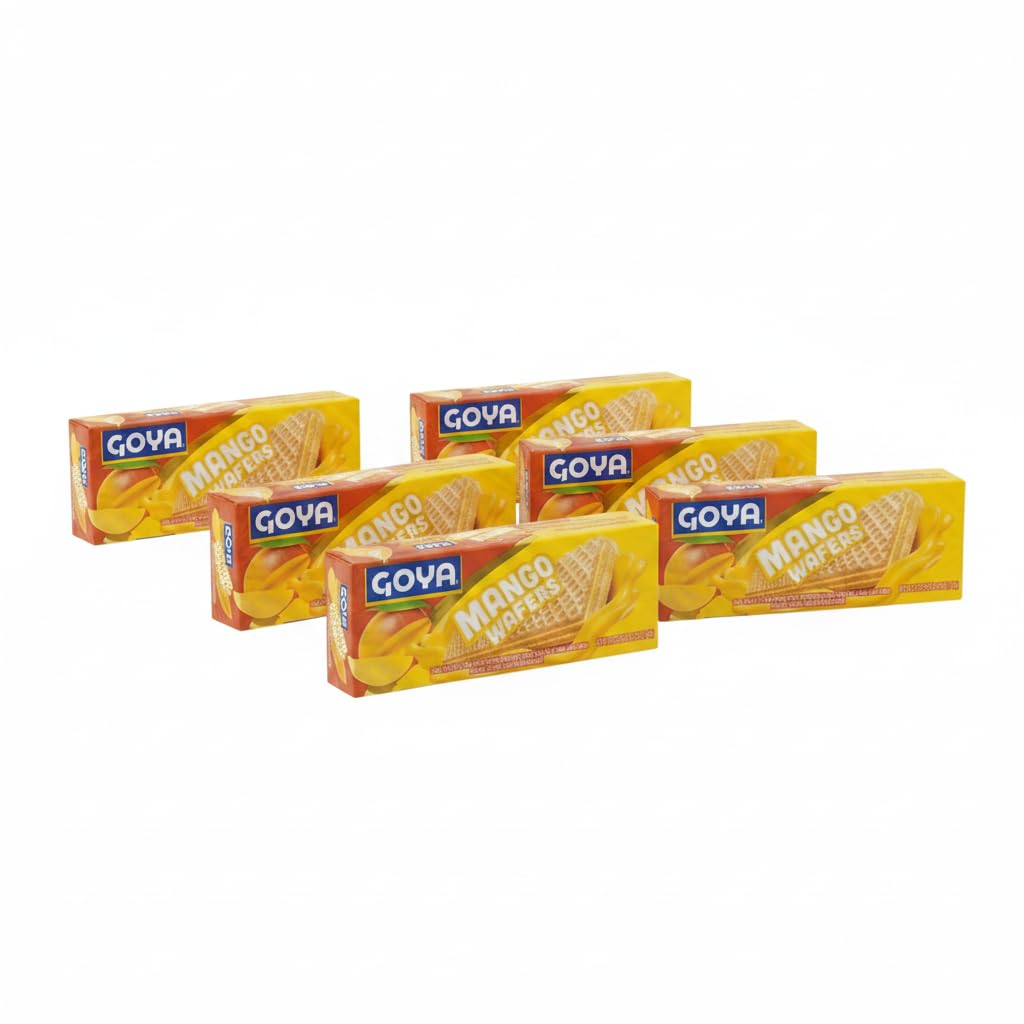 Mango Wafers - Pack de 6 Galletas Wafer Crujientes con Crema de Mango, 140g cada una - Snack Tropical de Toda la Familia - Goya - NEXU