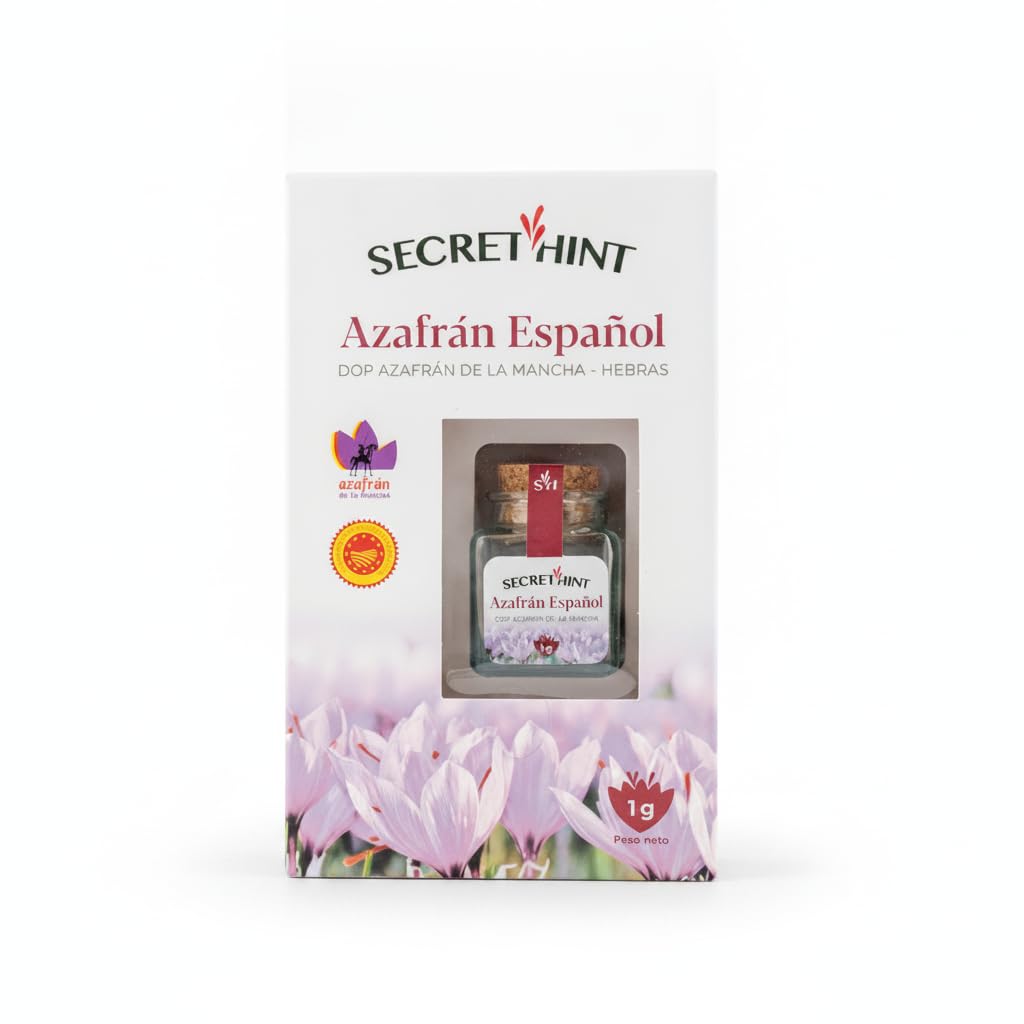 Azafrán Español DOP Azafrán de la Mancha en Hebras 1g - Auténtica Especia Recolectada a Mano para Cocina Gourmet y Paellas - Tarro de Cristal y Corcho - NEXU