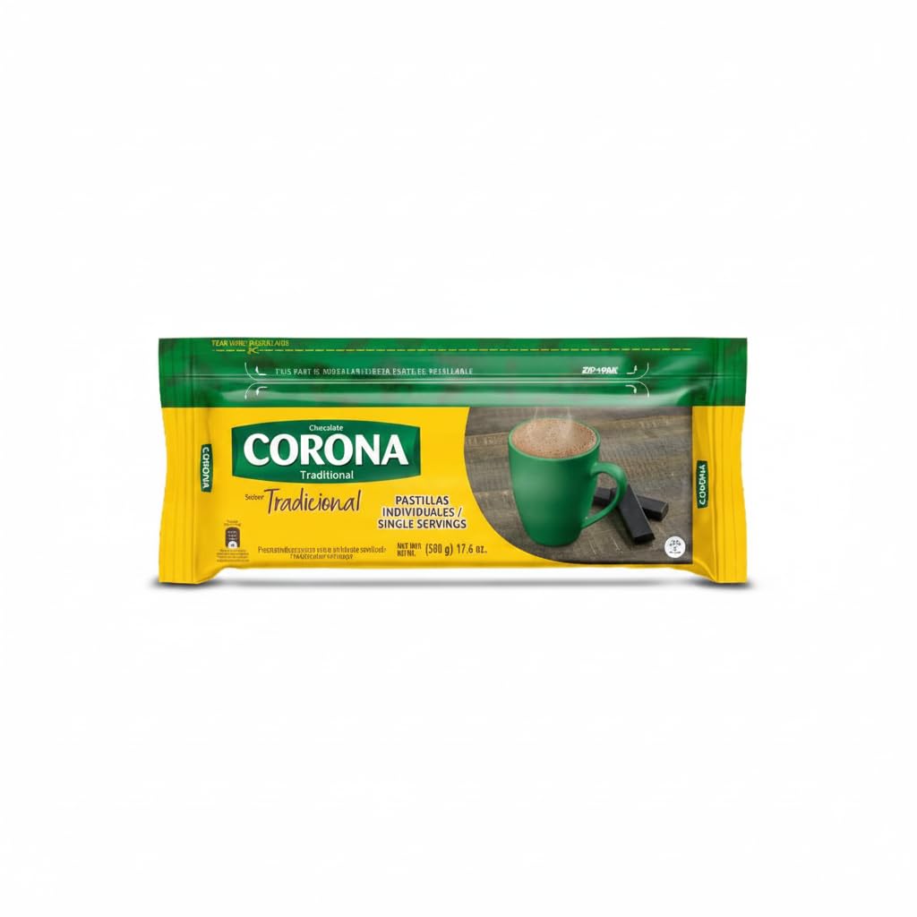 Chocolate Tradicional - Pastillas Individuales (500g / 17.6 oz) - Chocolate de Mesa Colombiano con Azúcar para Preparar con Leche o Agua - Corona - Empaque Resellable Zip-Pak - NEXU