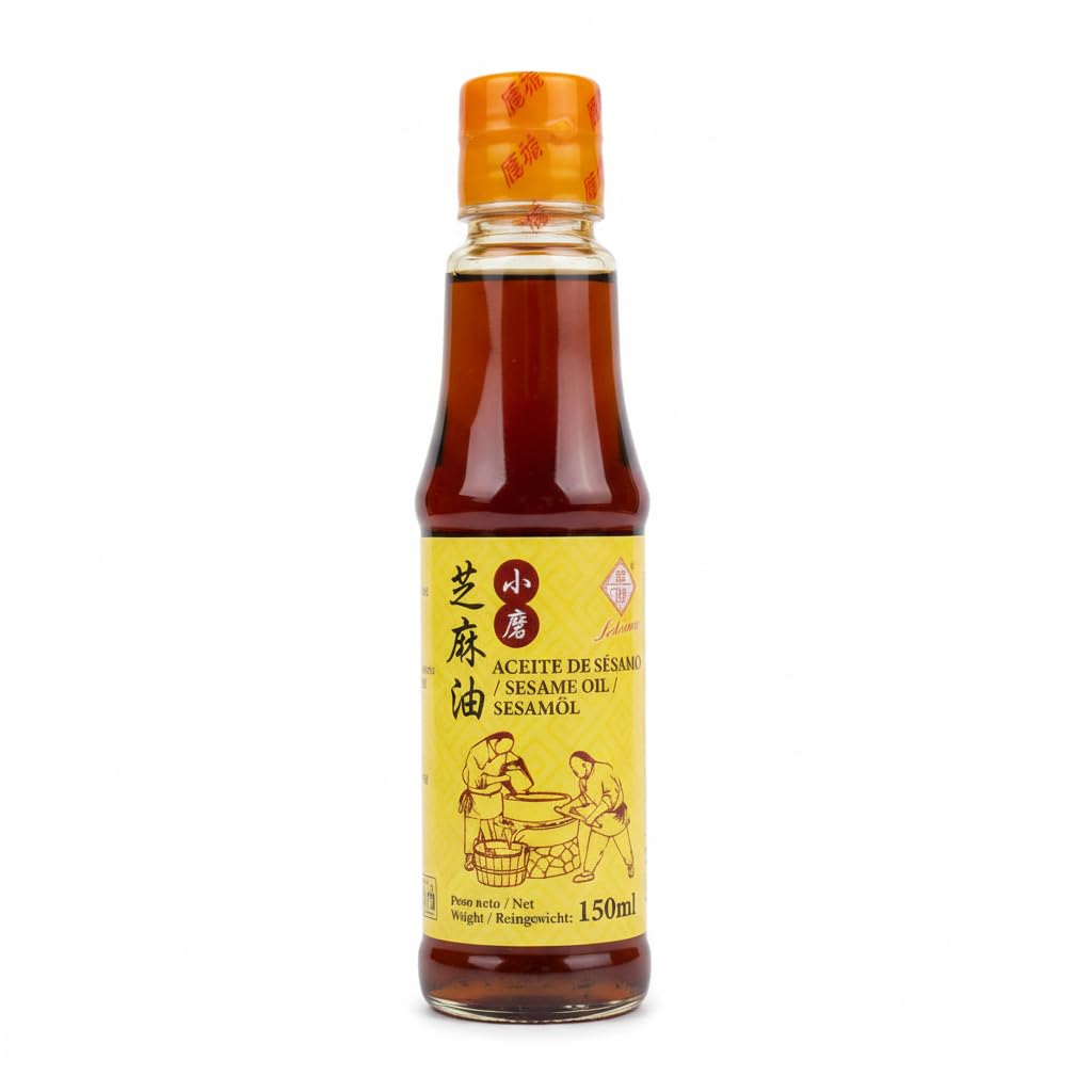 Aceite de Sésamo 150ml - Aceite Puro de Sésamo para Cocina Asiática, Salteados y Ensaladas - Botella de Cristal - Aroma Intenso y Tradicional - Sin Azúcares ni Sal Añadida - NEXU