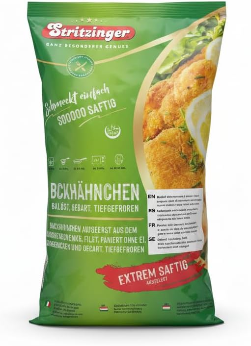 Stritzinger Contramuslos de Pollo Empanados Deshuesados 2,5 kg - Pollo Crujiente y Jugoso sin Huevo - Certificado Halal - Envío Refrigerado con Cadena de Frío Garantizada