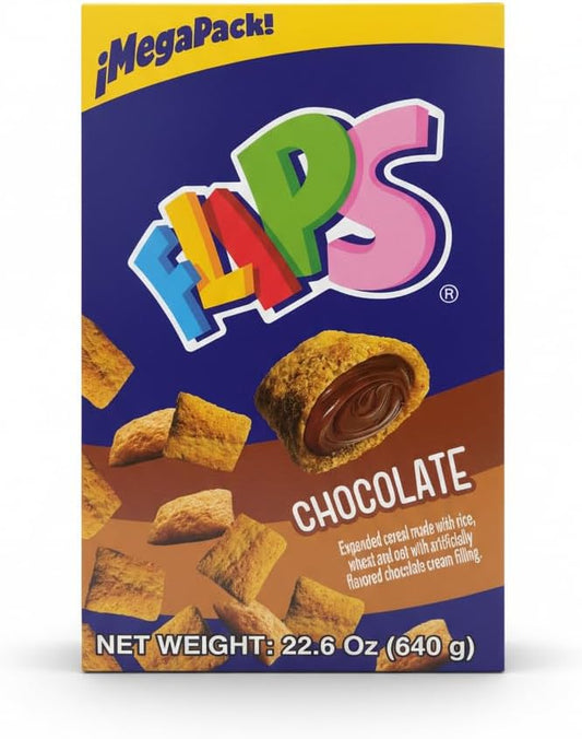 Flips Cereal Rellenos de Chocolate- Megapack Familiar 640g - Desayuno y Merienda Divertida para Niños y Adultos (CHOCOLATE)