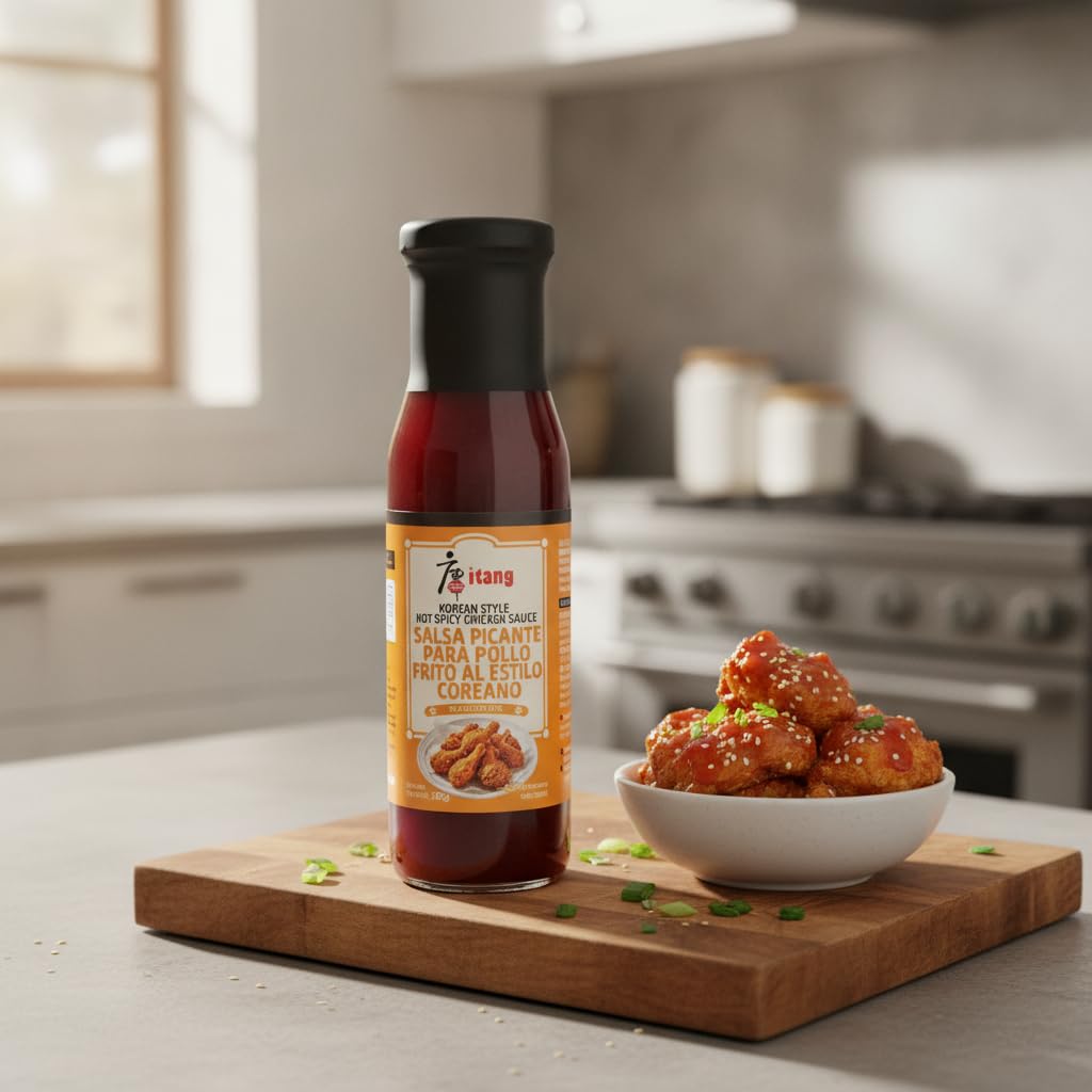 Salsa Picante para Pollo Frito al Estilo Coreano (290g) - Salsa Yangnyeom Dulce y Picante con Sésamo y Cebolleta - Ideal para Alitas, Nuggets y Glaseado de Carnes - Sabor Asiático Auténtico - NEXU