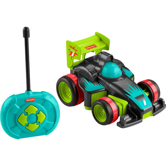 Fisher-Price Mi Primer RC, Coche de juguete de carreras teledirigido con 2 velocidades y mando radio control de fácil manejo con 4 botones, regalo para niños y niñas +3 años, HYH28