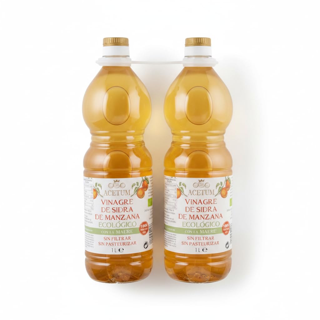 Vinagre - Pack 2x1L (2 Litros) - Sin Filtrar - Sin Pasteurizar, con la Madre y 5% de Acidez - Ideal para Cocina Saludable - NEXU