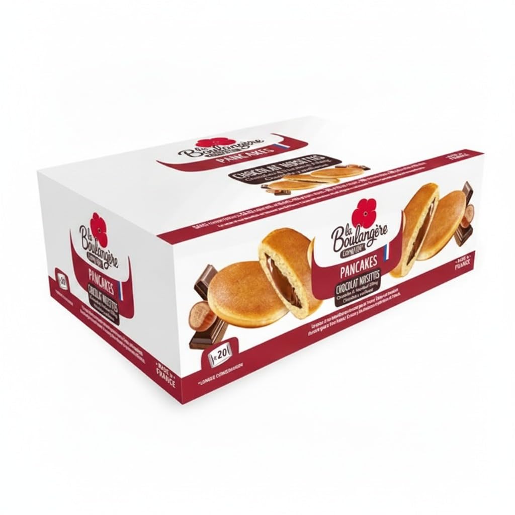 Long Life Pancakes - 20 Tortitas Rellenas de Chocolate y Avellanas - Pack Ahorro Individual -Desayuno y Merienda sin Conservantes ni Colorantes - 20x37g (740g Total) - NEXU