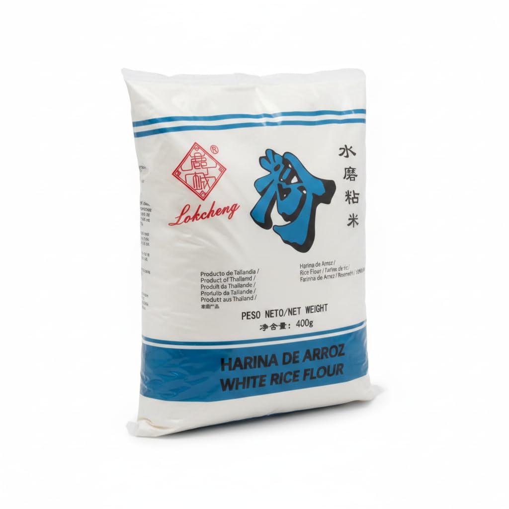 Harina de Arroz Blanco 400g - Harina de Arroz 100% Natural de Tailandia - Textura Extra Fina Molienda al Agua - Ideal para Repostería, Recetas Asiáticas y Espesante Natural - NEXU