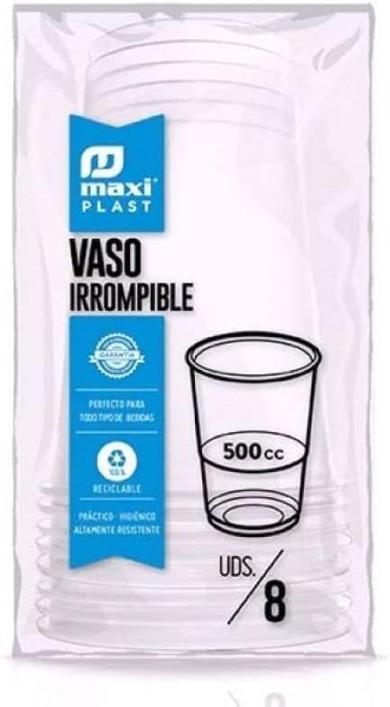 Mundigangas - Vaso 500 CC PP Transparente 8uds