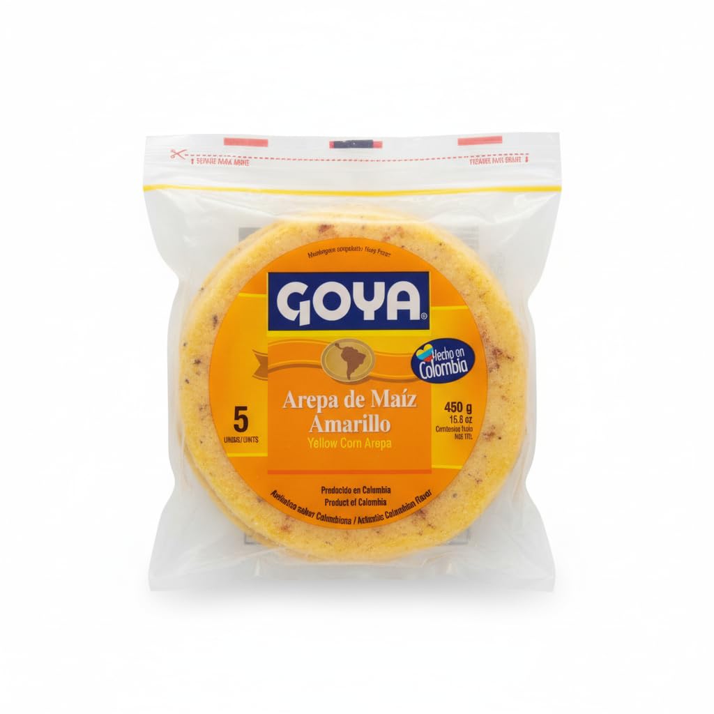 Arepa de Maíz Amarillo , Pack de 4 Paquetes 450gx5uds c/u (20 Unidades, 1800g Total), Arepas Precocinadas Sin Gluten - Ideal para Desayunos y Cenas - Preparación Fácil y Rápida - NEXU