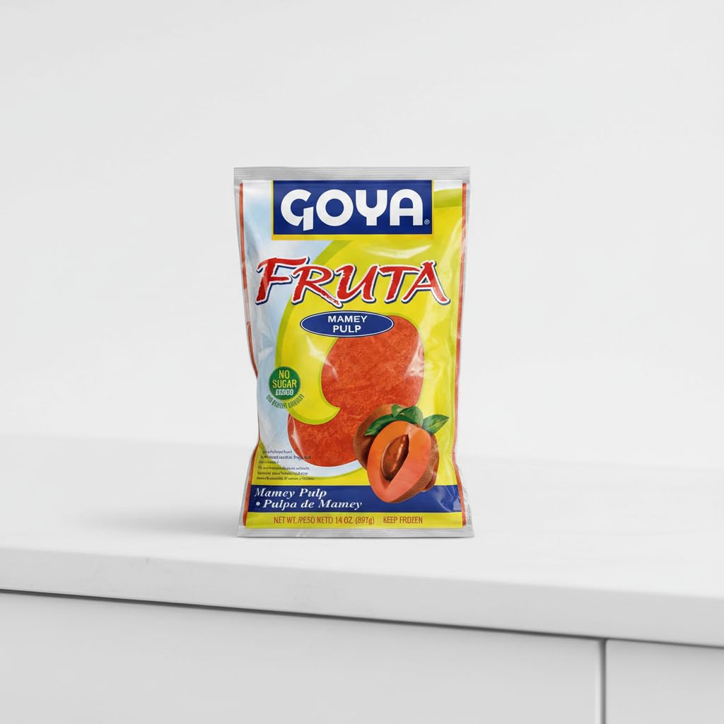 Pulpa de Mamey 100% Natural, 14 oz (397g), Caja de 12 Unidades - Goya - Fruta Congelada Sin Azúcar Añadida para Batidos y Postres - NEXU