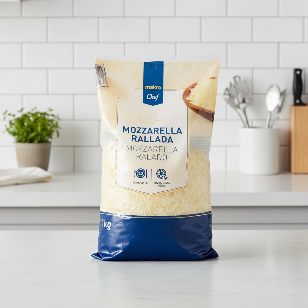 Mozzarella Rallada 1kg - Queso para Fundir y Gratinar para Pizzas, Pastas y Lasañas - Formato Profesional - METRO - Ideal para Hostelería y Cocina en Casa - NEXU