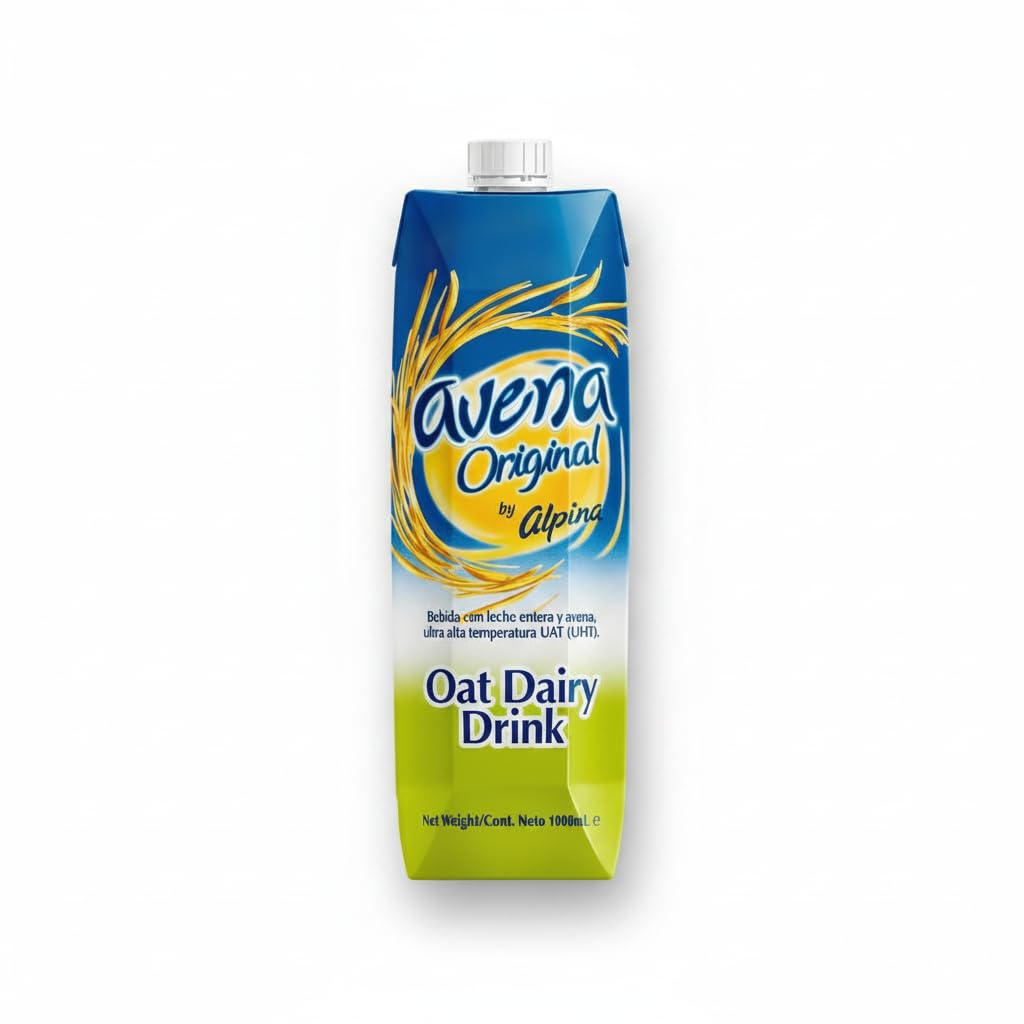 Avena Original - Bebida de Avena con Leche Entera 1000ml - Nutritiva y Refrescante - Fuente de Calcio y Proteínas Formato Familiar UHT 1 Litro - Alpina - Ideal para Desayunos y Meriendas - NEXU