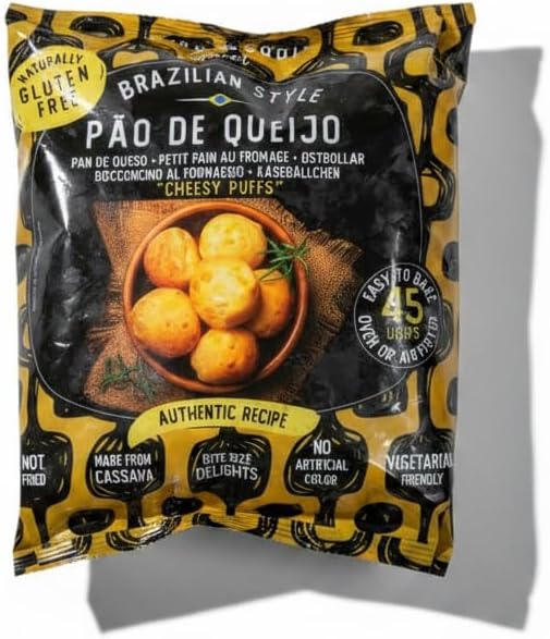 Pan de Queso Brasileño (1 kg) - Snack Sin Gluten - Aperitivo Frío para Horno y Freidora de Aire - 45 Unidades Aprox... - Mordi & Godi Pão de Queijo - Receta Auténtica con Harina de Yuca - NEXU