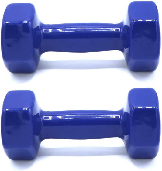Pack 2 Mancuernas - Juego de Mancuernas con Recubrimiento de Vinilo - 1Kg - Ideal para Hacer Ejercicio en Casa (Azul, 1Kg)
