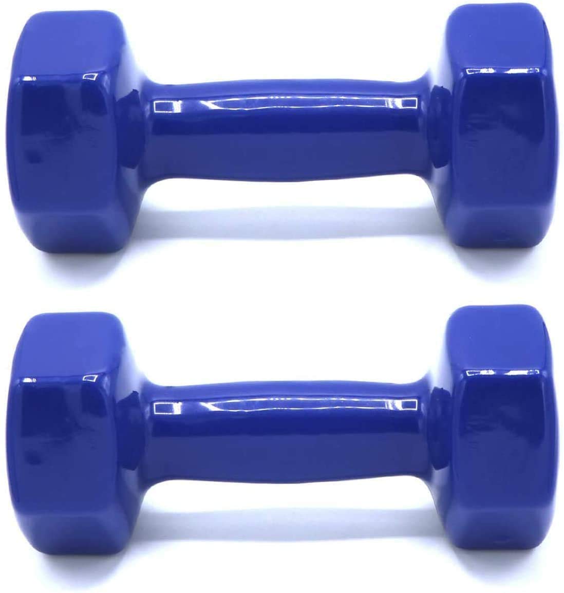 Pack 2 Mancuernas - Juego de Mancuernas con Recubrimiento de Vinilo - 1Kg - Ideal para Hacer Ejercicio en Casa (Azul, 1Kg)