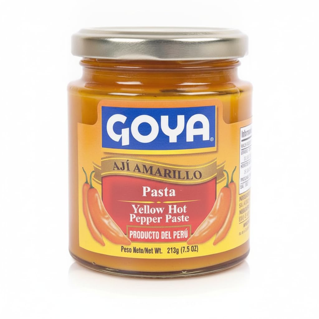 Pasta de Ají Amarillo - Pasta de Chile Amarillo Picante para Cocina Tradicional Peruana - Causa Limeña y Ají de Gallina - GOYA - Tarro de Cristal, 213g (7.5 oz) - NEXU