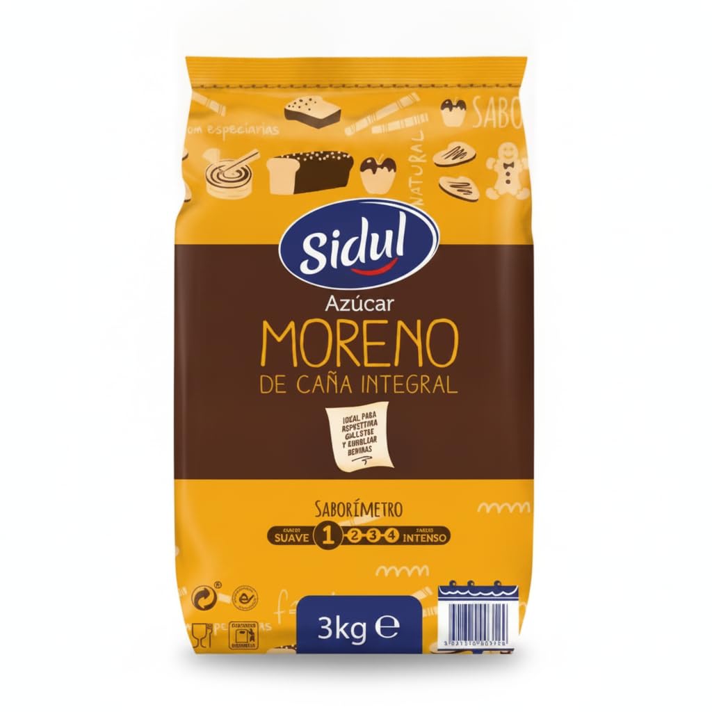 Azúcar Moreno de Caña Integral - 3 kg | Azúcar de Caña Natural para Repostería, Café y Bebidas | Formato Ahorro Familiar | Sabor Suave y Aroma Único - NEXU