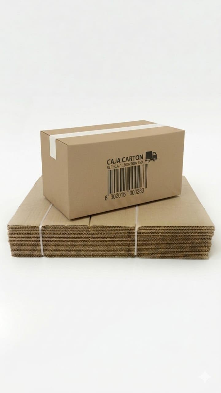 Pack de 36 Cajas de Cartón Corrugado para Envíos 300x200x150 mm - Embalaje Resistente para E-commerce y Mudanzas - 100% Reciclable con Código de Barras CA-1 - Montaje Rápido y Seguro - NEXU