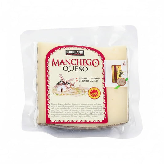 Queso Manchego Curado - 6 Meses con Denominación de Origen Protegida (D.O.P.) - 100% Leche de Oveja Manchega - Kirkland - Pieza de 500g Envasada al Vacío - NEXU