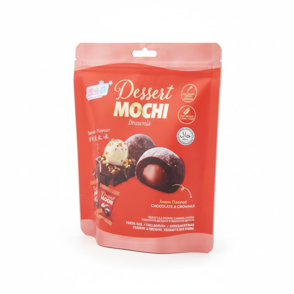 Mochi de Brownie y Chocolate - Postre Tradicional Japonés de Arroz Glutinoso con Textura Suave y Masticable - Snack Dulce Gourmet - 120g - NEXU
