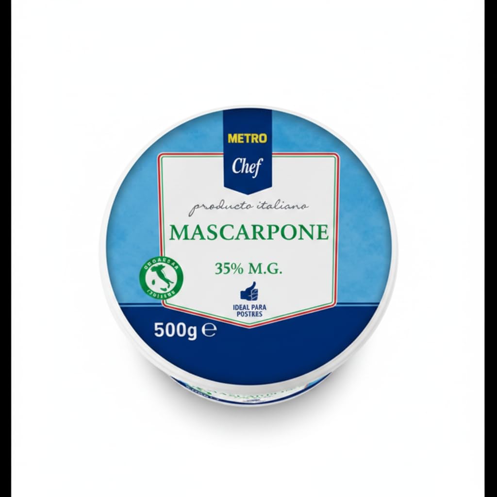 Queso Mascarpone Italiano 500g - 35% Materia Grasa, Textura Cremosa Ideal para Tiramisú y Repostería - METRO - Ingredientes Naturales y Sabor Auténtico - NEXU