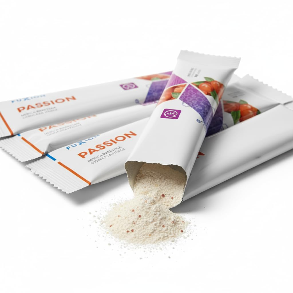 FUXION - PASSION Té Funcional | Mezcla de Aminoácidos + Maca + Ginseng + Jalea Real + Zinc | Energía y Vitalidad Natural para Hombre y Mujer | 1 Caja con 28 Sticks de 5g