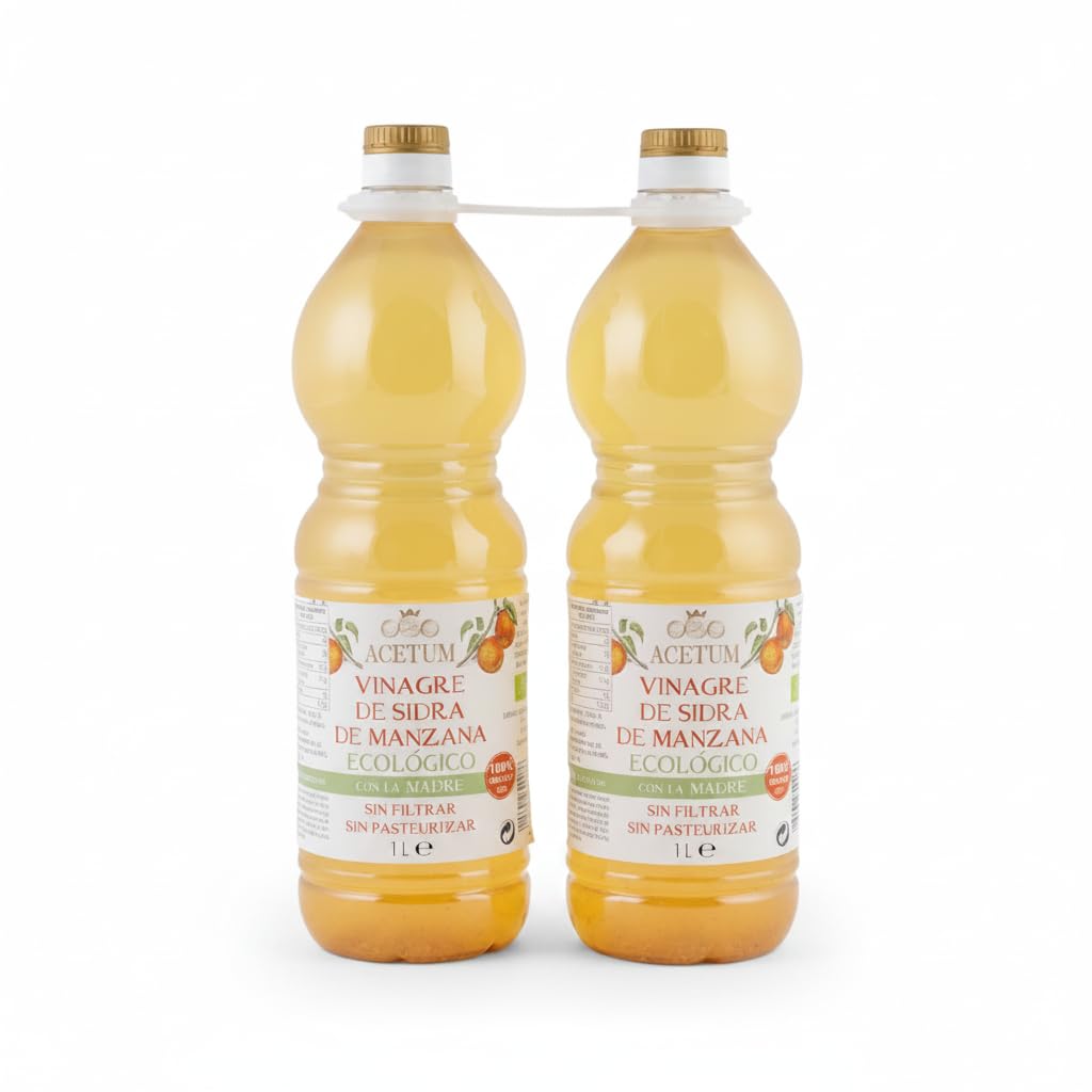 Vinagre - Pack 2x1L (2 Litros) - Sin Filtrar - Sin Pasteurizar, con la Madre y 5% de Acidez - Ideal para Cocina Saludable - NEXU
