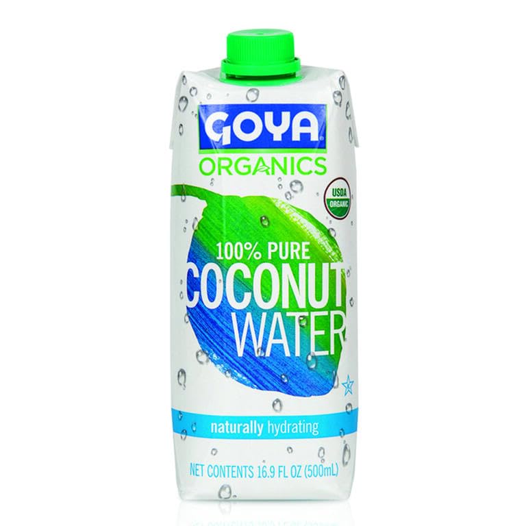 Organics Agua de Coco 100% Pura y Orgánica - Pack de 24 Unidades de 500 ml (16.9 fl oz) - Hidratación Natural con Electrolitos y Vitamina C - Goya - Sin Azúcares Añadidos ni Colesterol - NEXU