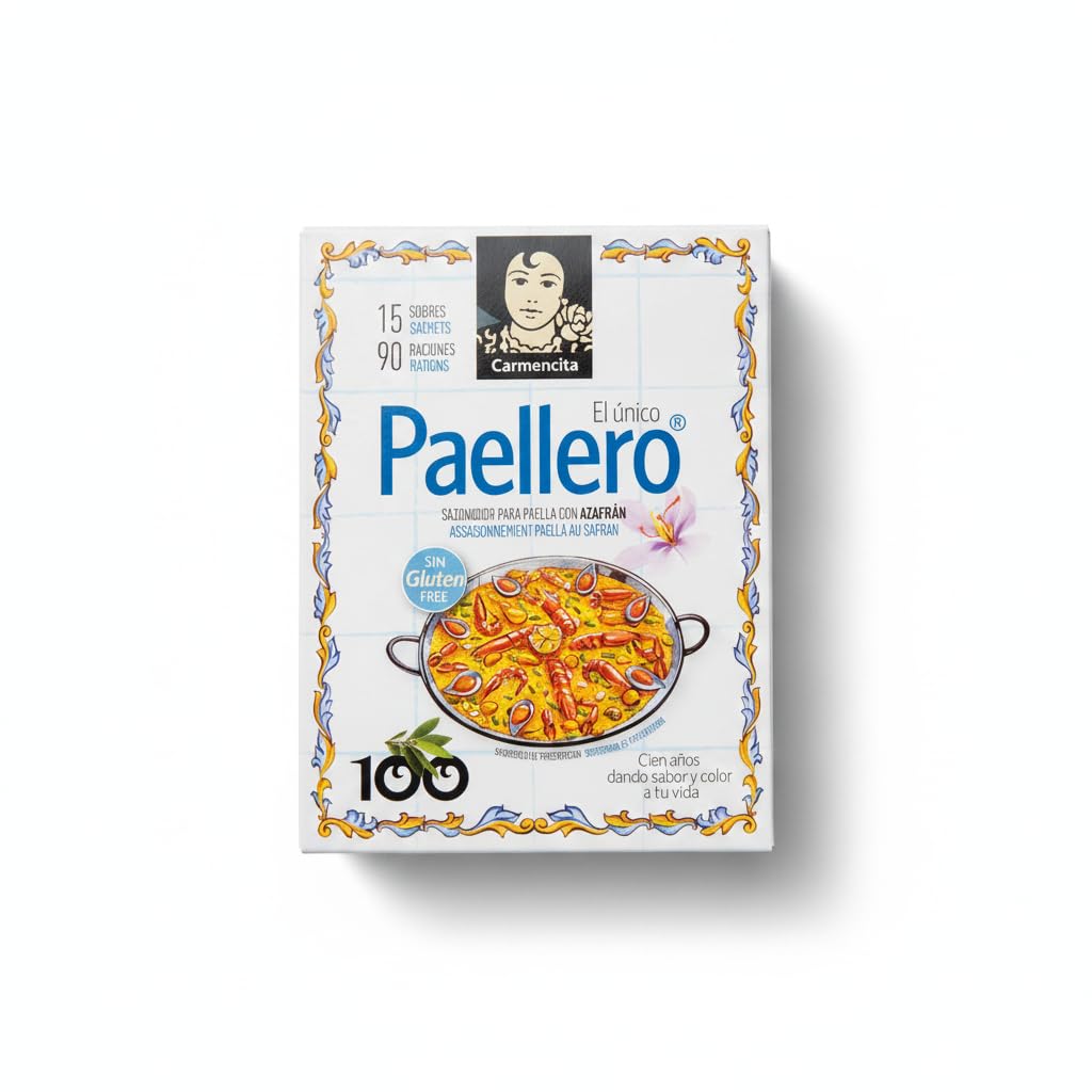 Sazonador para Paella Tradicional con Azafrán - Pack de 15 Sobres de 4g (60g) - Sin Gluten - Condimento para 90 Raciones, Mezcla de Especias con Pimentón y Ajo - NEXU