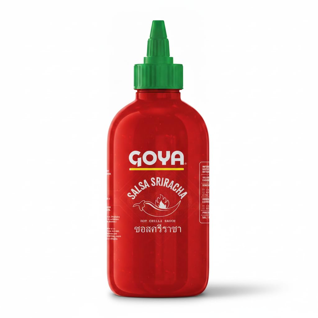 Salsa Sriracha 300ml - Salsa Picante Auténtica para Cocina Asiática y Mediterránea - Textura Espesa y Sabor Equilibrado - Goya - Bote con Tapón Dosificador - NEXU