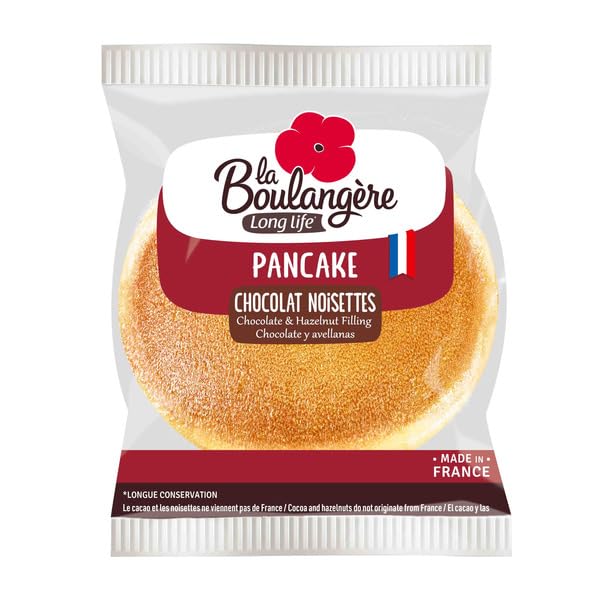 Long Life Pancakes - 20 Tortitas Rellenas de Chocolate y Avellanas - Pack Ahorro Individual -Desayuno y Merienda sin Conservantes ni Colorantes - 20x37g (740g Total) - NEXU