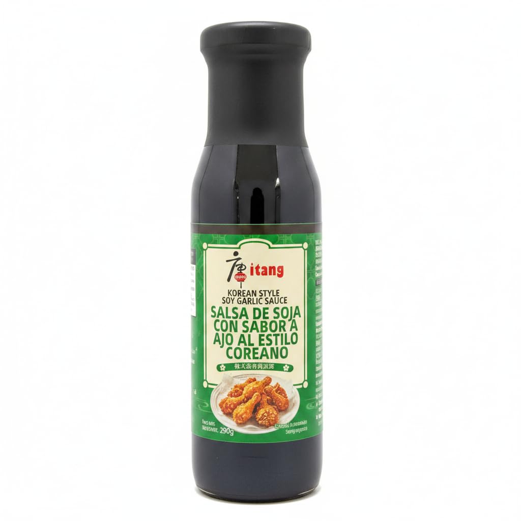 Salsa de Soja con Sabor a Ajo al Estilo Coreano 290g - Salsa para Pollo Frito, Barbacoa y Cocina Asiática - Aderezo con Puré de Manzana y Pera - 0% Grasas - NEXU