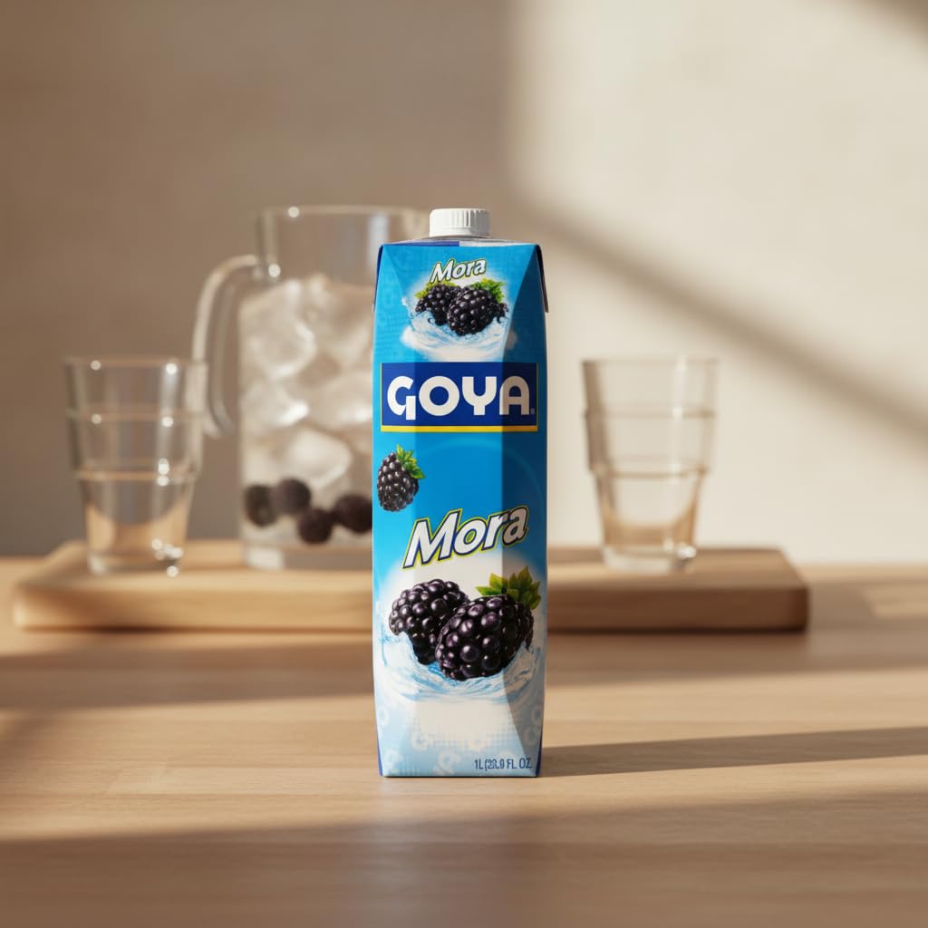 Bebida de Mora - Pack de 6 Unidades de 1 Litro (Total 6L) - Zumo de Mora Refrescante y Versátil - Con Tapón de Rosca para Conservación Óptima - Sabor Tradicional y Exótico - NEXU