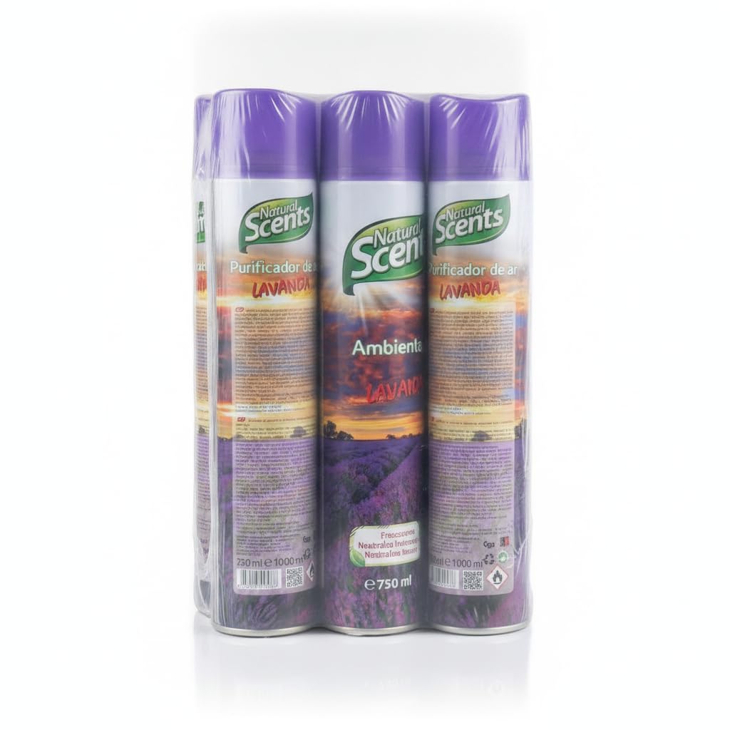 Pack de 6 Purificadores de Aire Aroma Lavanda - 750ml por Bote - Ambientador con 5% Perfume Concentrado - Natural - Ideal para Hogar y Oficina - NEXU