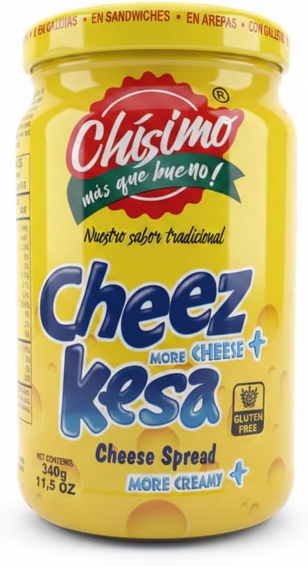Crema de Queso Untable 340g (11,5 oz) - Sabor Tradicional con Queso Cheddar Real - Chísimo Cheez Kesa - Sin Gluten y Textura Cremosa para Arepas y Aperitivos - NEXU