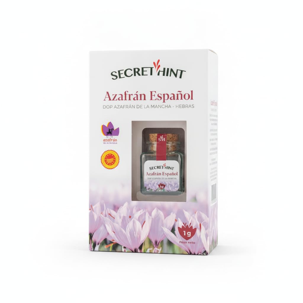 Azafrán Español DOP Azafrán de la Mancha en Hebras 1g - Auténtica Especia Recolectada a Mano para Cocina Gourmet y Paellas - Tarro de Cristal y Corcho - NEXU