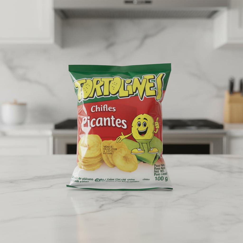 Chifles Picantes - Caja de 5 Unidades de 100g - Snacks de Plátano Verde de Ecuador con Chile y Jalapeño - Tortolines - Crujientes y Auténticos - NEXU