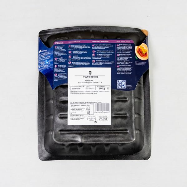 Pulpo Cocido 500g - 3 a 4 Patas de Pulpo Listo para Comer - Rico en Proteínas, Bajo en Grasas y Carbohidratos - Nuchar -Origen Atlántico FAO 34 - NEXU