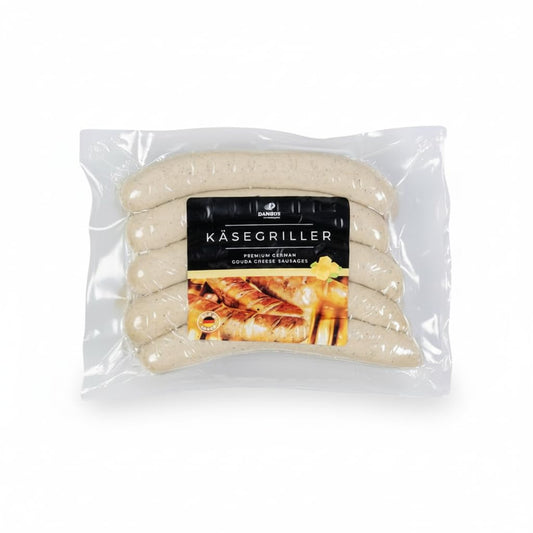 1kg de Salchichas Alemanas con Queso Gouda 1 Paquete con 10uds de 100g - Salchichas de Cerdo y Pavo Sin Gluten - Especialidad para Barbacoa y Parrilla - Käsegriller - Elaboradas en Alemania - NEXU