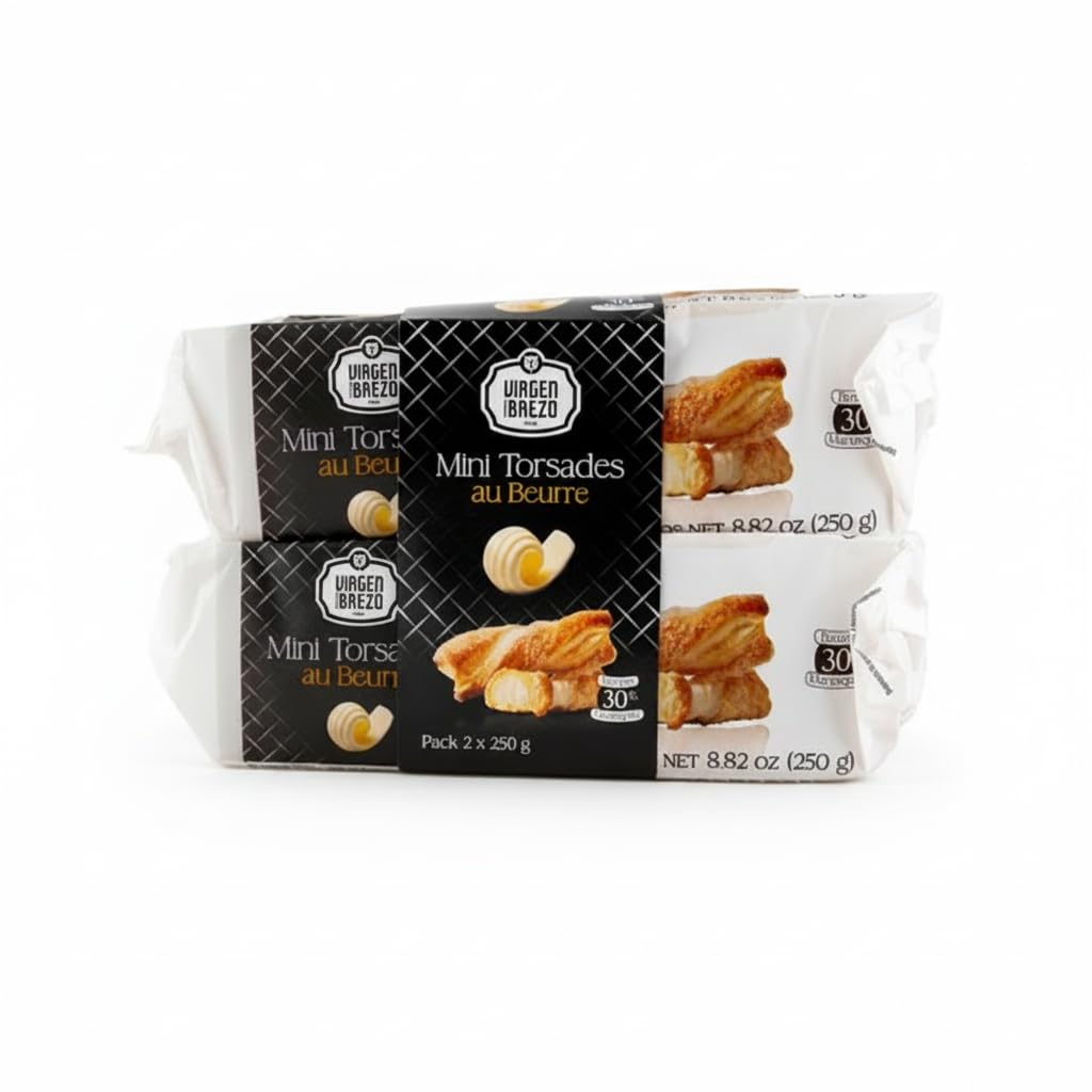 Lacitos de Hojaldre con 30% Mantequilla - Pack de 2 x 250g (500g Total) - Mini Torsades au Beurre Tradicionales - Repostería Hecha en España - NEXU
