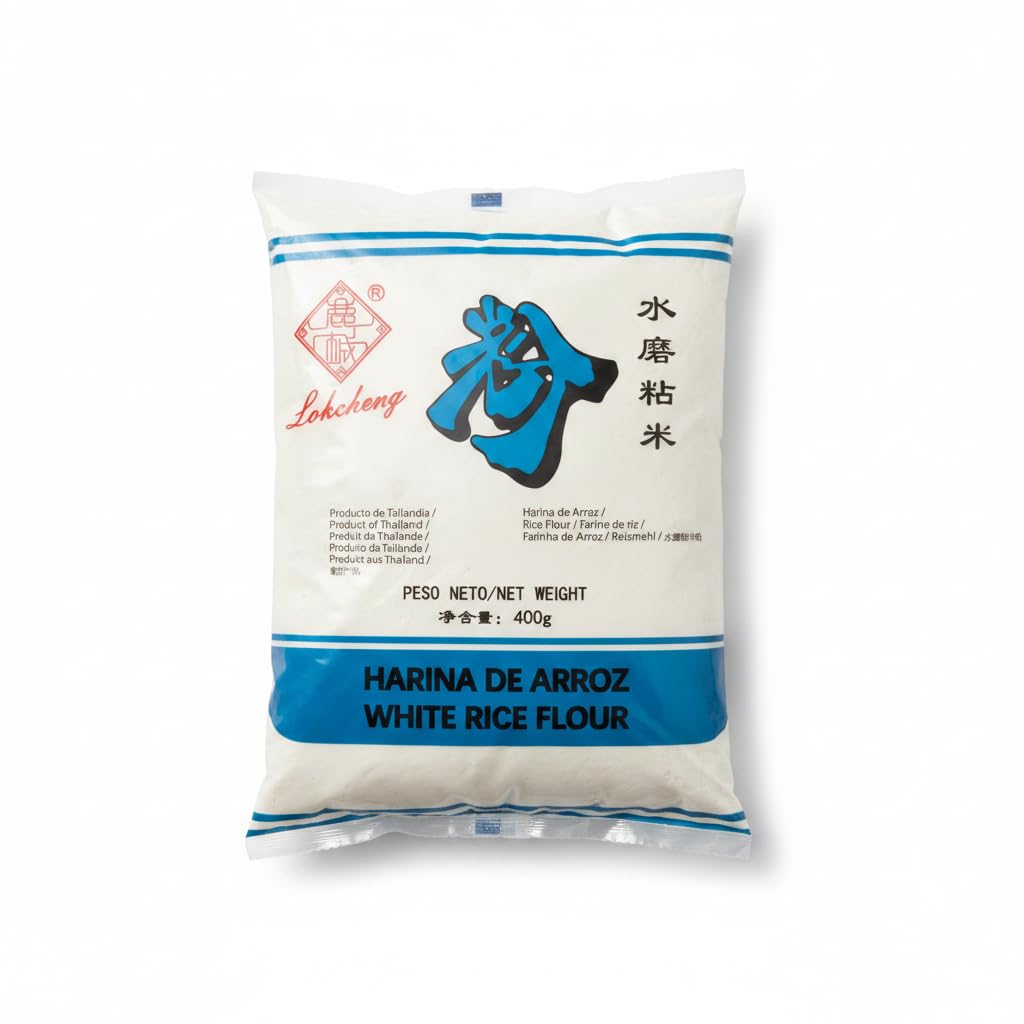 Harina de Arroz Blanco 400g - Harina de Arroz 100% Natural de Tailandia - Textura Extra Fina Molienda al Agua - Ideal para Repostería, Recetas Asiáticas y Espesante Natural - NEXU