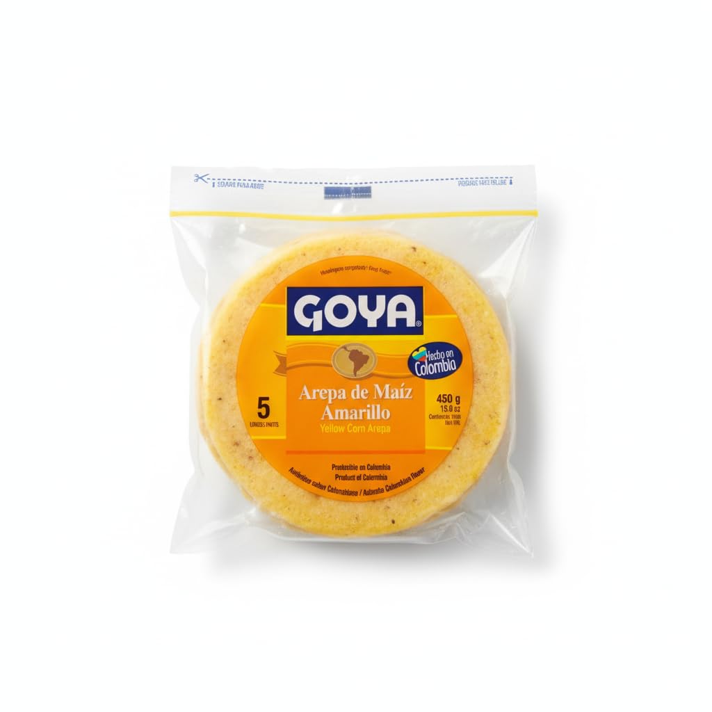Arepa de Maíz Amarillo , Pack de 4 Paquetes 450gx5uds c/u (20 Unidades, 1800g Total), Arepas Precocinadas Sin Gluten - Ideal para Desayunos y Cenas - Preparación Fácil y Rápida - NEXU