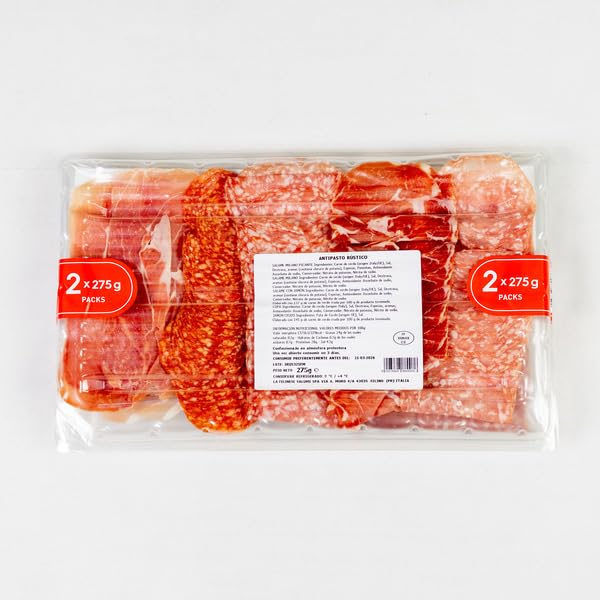 Antipasto Rustico Italiano - Pack Ahorro 2 x 275g (550g Total) - Surtido de Salame Milano, Coppa y Jamón Crudo - La Felinese - Embutidos Listos para Servir - Origen Italia - NEXU