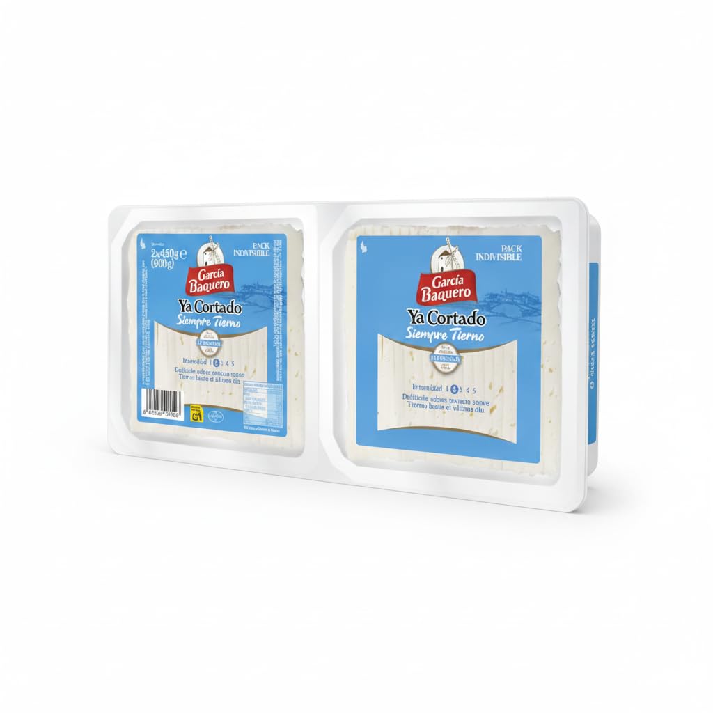 Queso Tierno Mezcla en Lonchas Ya Cortado - Pack Ahorro Familiar 900g (2 x 450g) - Sabor Delicado y Textura Suave - Elaborado con Leche de Vaca, Cabra y Oveja - NEXU