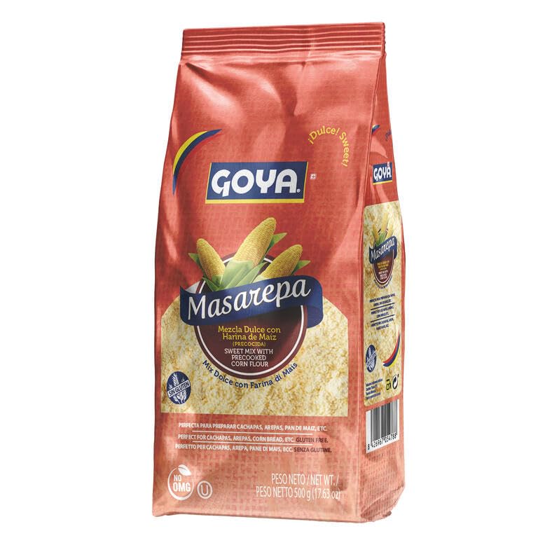 Harina Dulce - Pack de 7 x 500g - Harina de Maíz Amarillo Precocida con Azúcar de Caña para Cachapas y Arepas de Choclo - Goya - Sin Gluten y No GMO - 100% Natural - NEXU