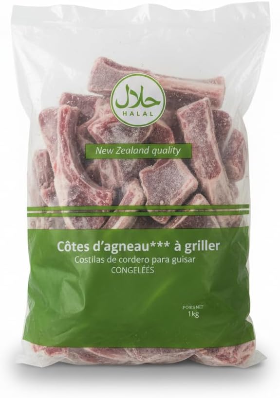 Costillas de Cordero de Nueva Zelanda Halal (1kg) - Chuletillas de Cordero Joven para Parrilla o Guisos - Envío Refrigerado y Cadena de Frío Garantizada